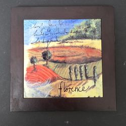 Florence Tuscany 6x6 Ceramic Tile Wall Art in 8x8 Wood Frame – Italy