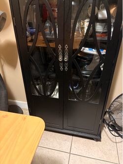 Couch  & glass door cabinet