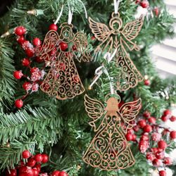 Wood Angle Christmas Ornament 