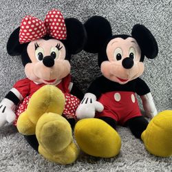 Mickey and Minnie Mouse Disney Store Plush Toy Set Large 24 Inch Multicolor