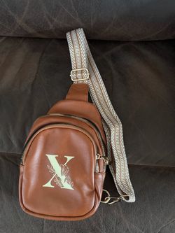 Brown Leather Sling Bag Monogram X