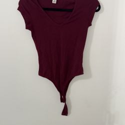 Bozzolo Burgundy V-Neck Bodysuit