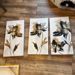 triptych Art Piece Floral 