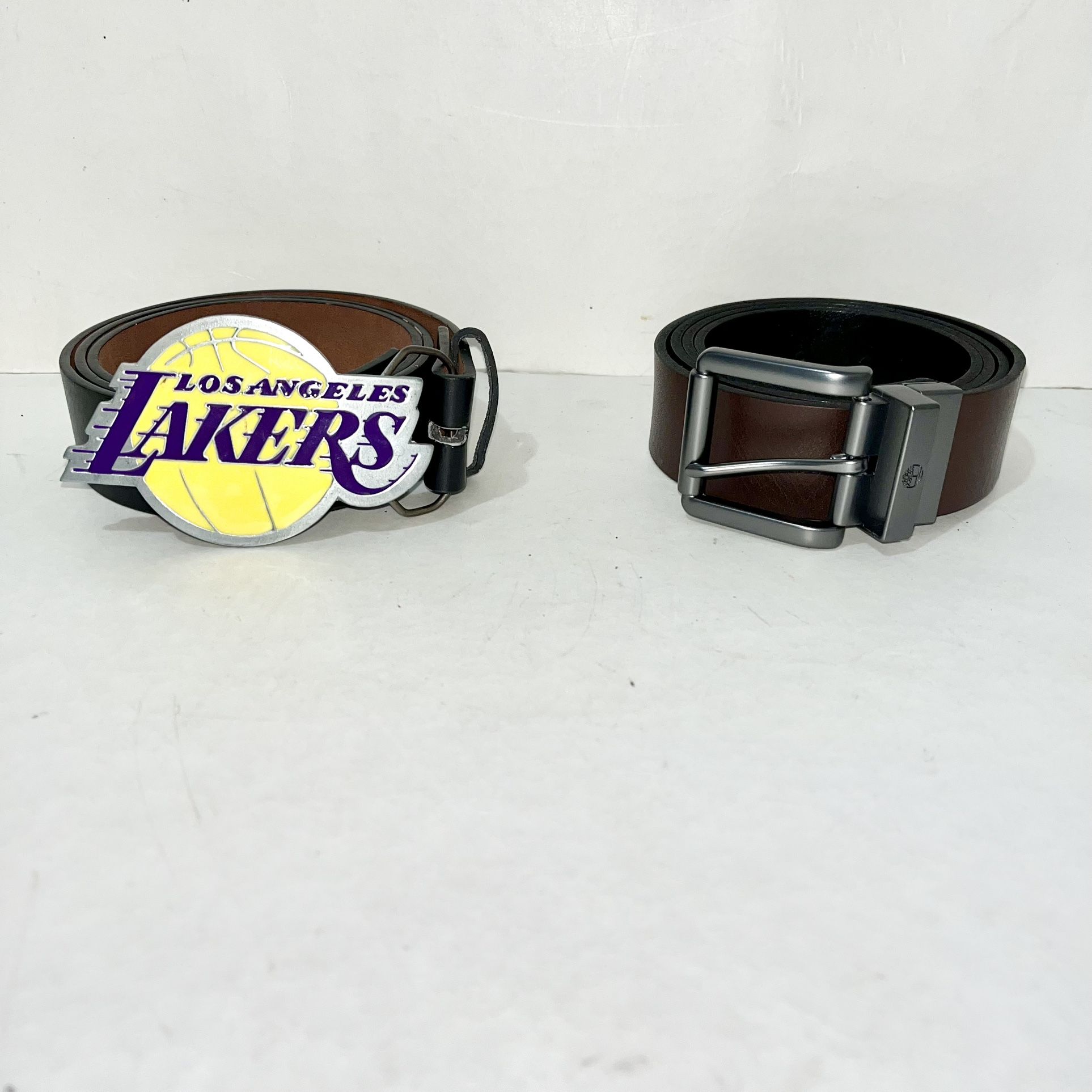 2 Leather - Belts Lakers & Timberland (Size 36 & 46) Preowned Good Condition