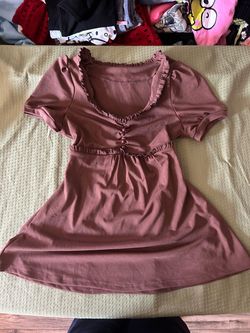 Dusty Rose Ruffle Trim Baby Doll Top