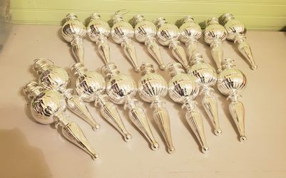 16 Hand Blown Mercury Glass Christmas Tree Ornaments
