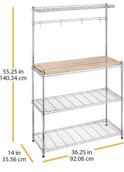 Chrome Wire Baker's Rack with Wood Shelf