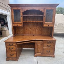 Wooden Desk with Hutch 