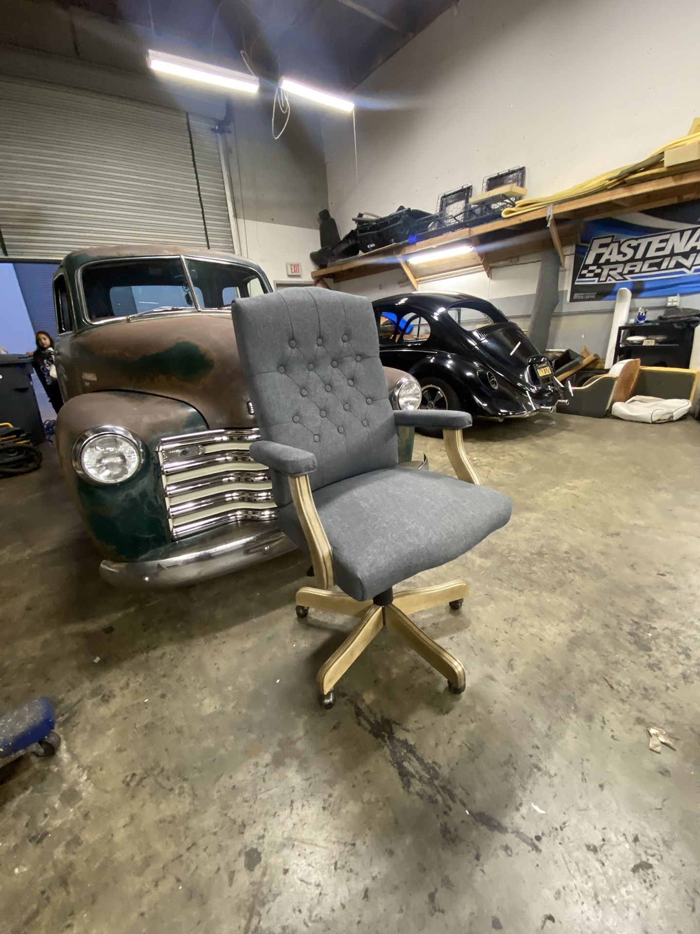  Boss Executive Office Chair Gray Denim Fabric