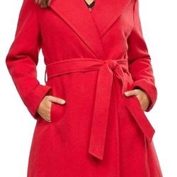 Red Faux Fur Collar Coat - NWT