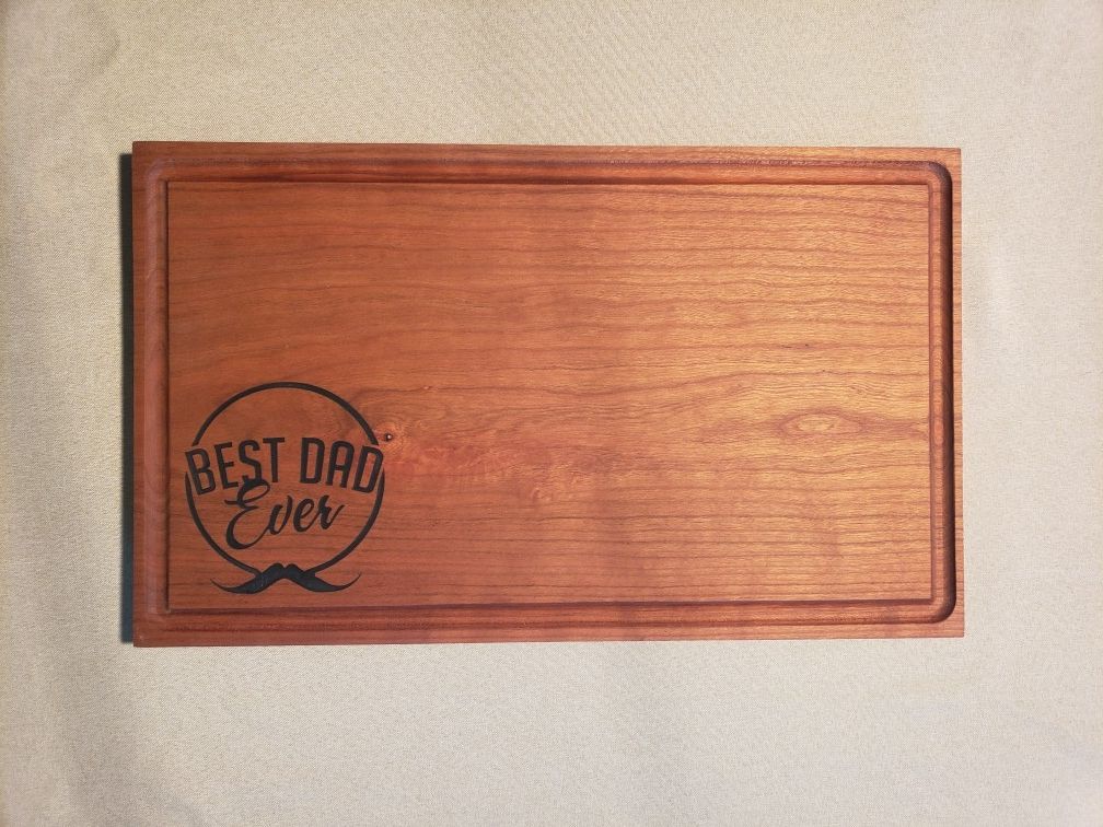 Best Dad Ever Fathers Day Handmade Cherry Wood Cutting Board