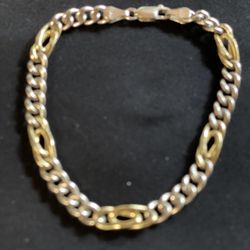 Bracelet: Sterling Silver And Gold 8”