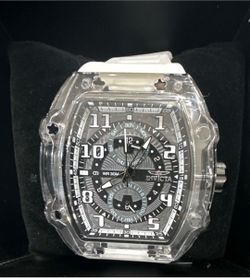 Invicta Men's Watch Clear Case White Band