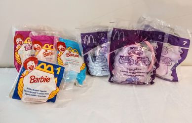 1990s Lot Of 7 McDonalds Happy Meal (4) BARBIE DOLL & (3) 2005 MAGIC OF PEGASUS