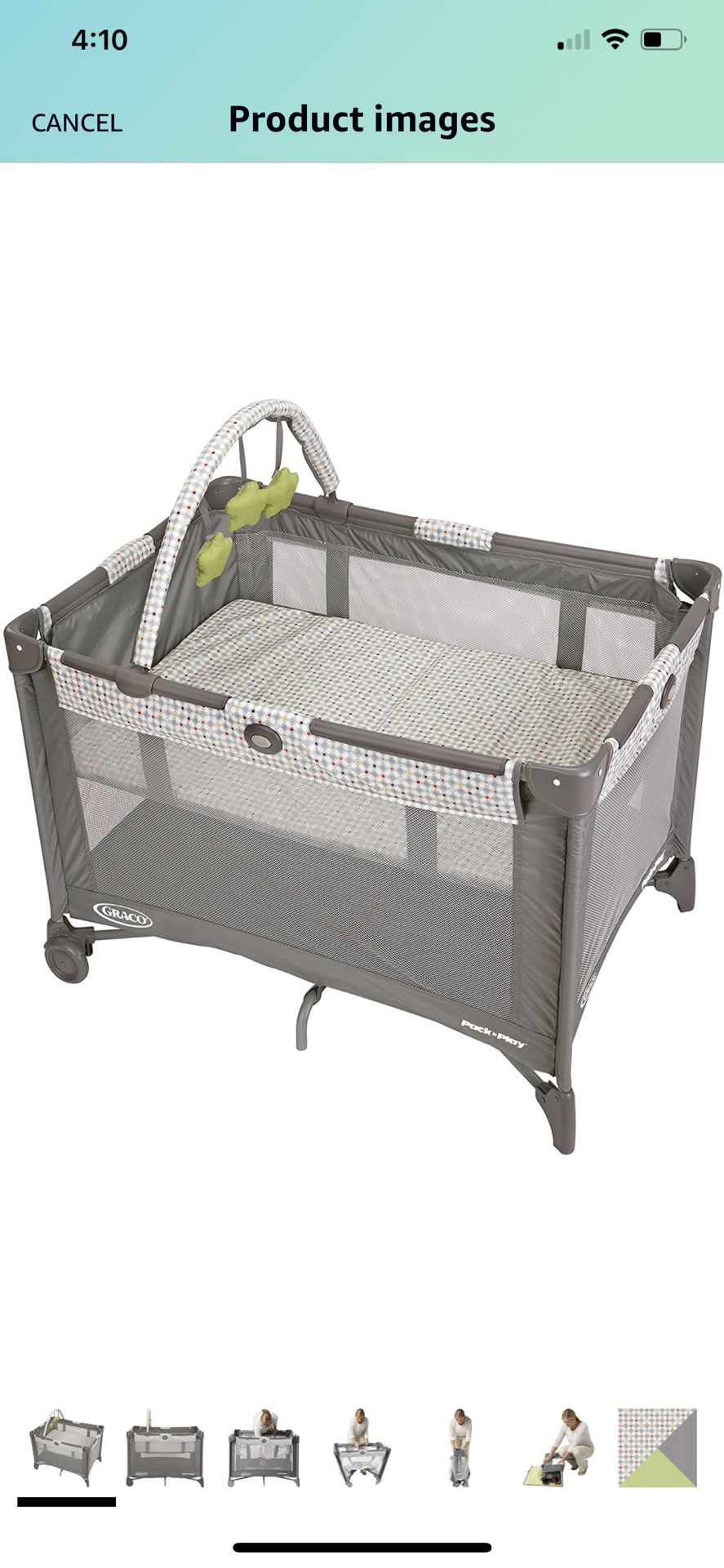 Graco Pack and Play On the Go Playard, Includes Full-Size Infant Bassinet, Push Button Compact Fold, Pasadena