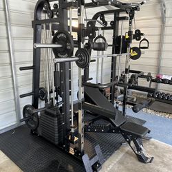 Smith Machine 300 | Adjustable Bench | 245lb Cast Iron Olympic Weights | 7ft Olympic Bar | Fitness | Gym Equipment | FREE DELIVERY/INSTALLTION 🚚 