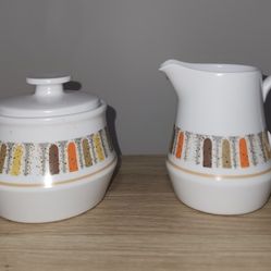 Vintage NORITAKE Mardi Gras Creamer & Sugar Bowl MCM EXCELLENT CONDITION #9019