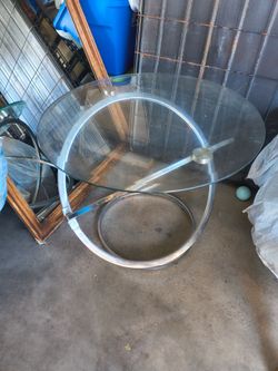 Round Glass Top Coffee Table Chrome Base