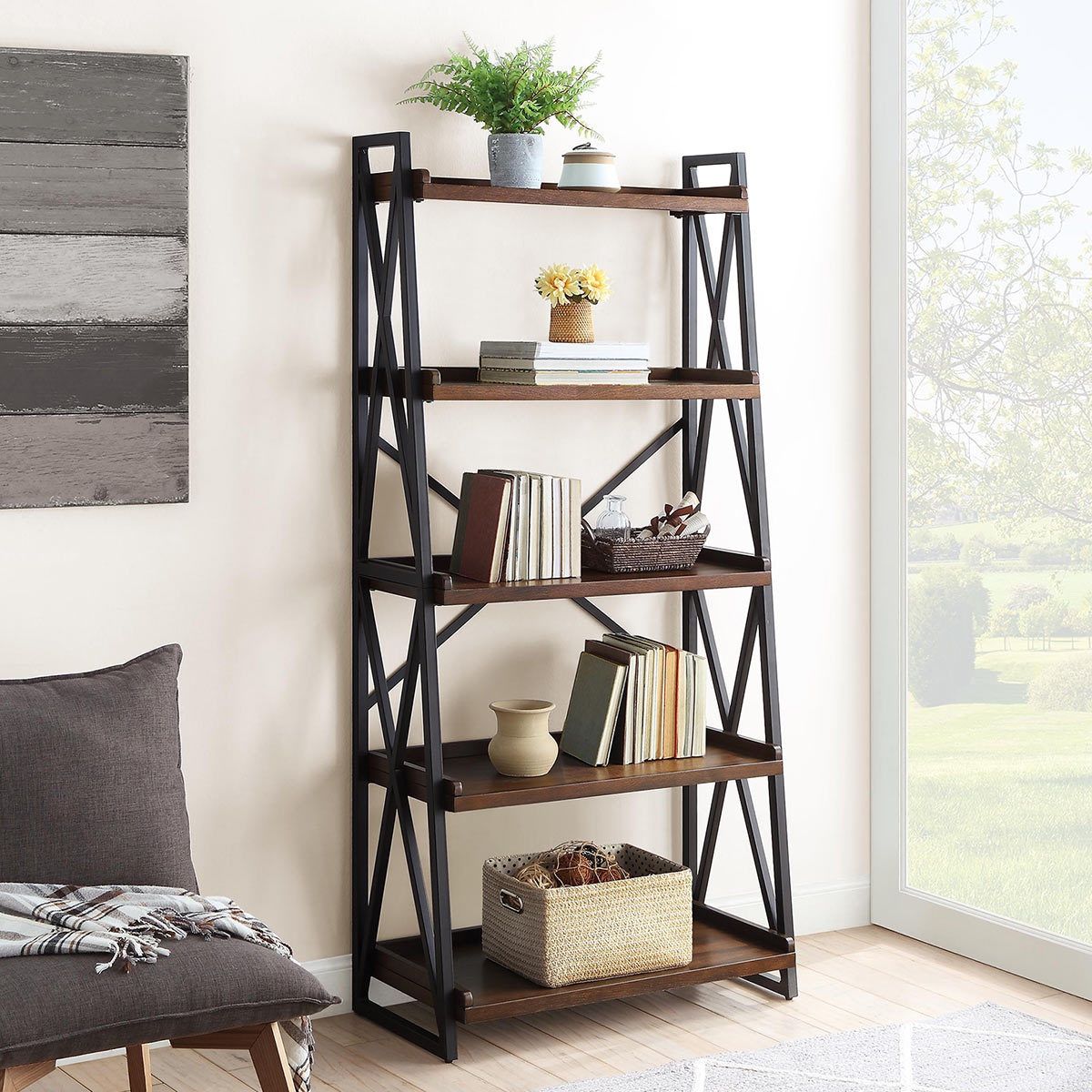 35% OFF // BRAND NEW IN BOX // COSTCO Bayside Furnishings Elise 72″ Ladder Bookcase