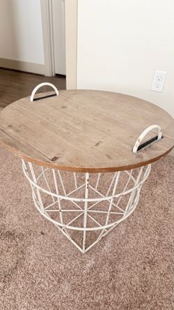 Shabby chic farmhouse basket/side table