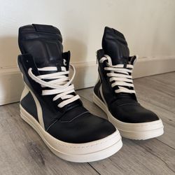 Rick Owens Geobaskets in Black and White, US Size 10, EU 43