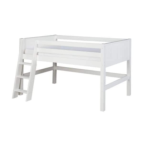 Full Size Low Loft Bed w/ Solid Wood Bed Frame