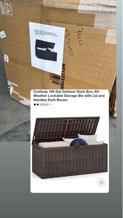 180 Gal Outdoor Deck Box, All-Weather Lockable Storage Bin with Lid and Handles Dark Brown