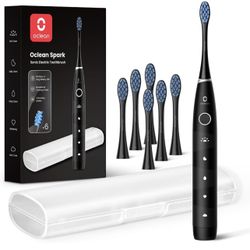 Electric Toothbrush for Adults, 150 Days Battery Life Electric Toothbrush, USB Rechargeable Sonic Travel Toothbrush with 6 Brush Heads & Travel Case, 