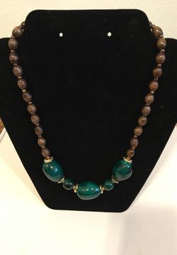 Green Brown and Gold Necklace.