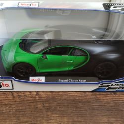 2021 Maisto Black/Green Bugatti Chiron Sport