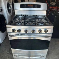 GE PROFILE STAINLESS STEEL 5 BURNER GAS STOVE 