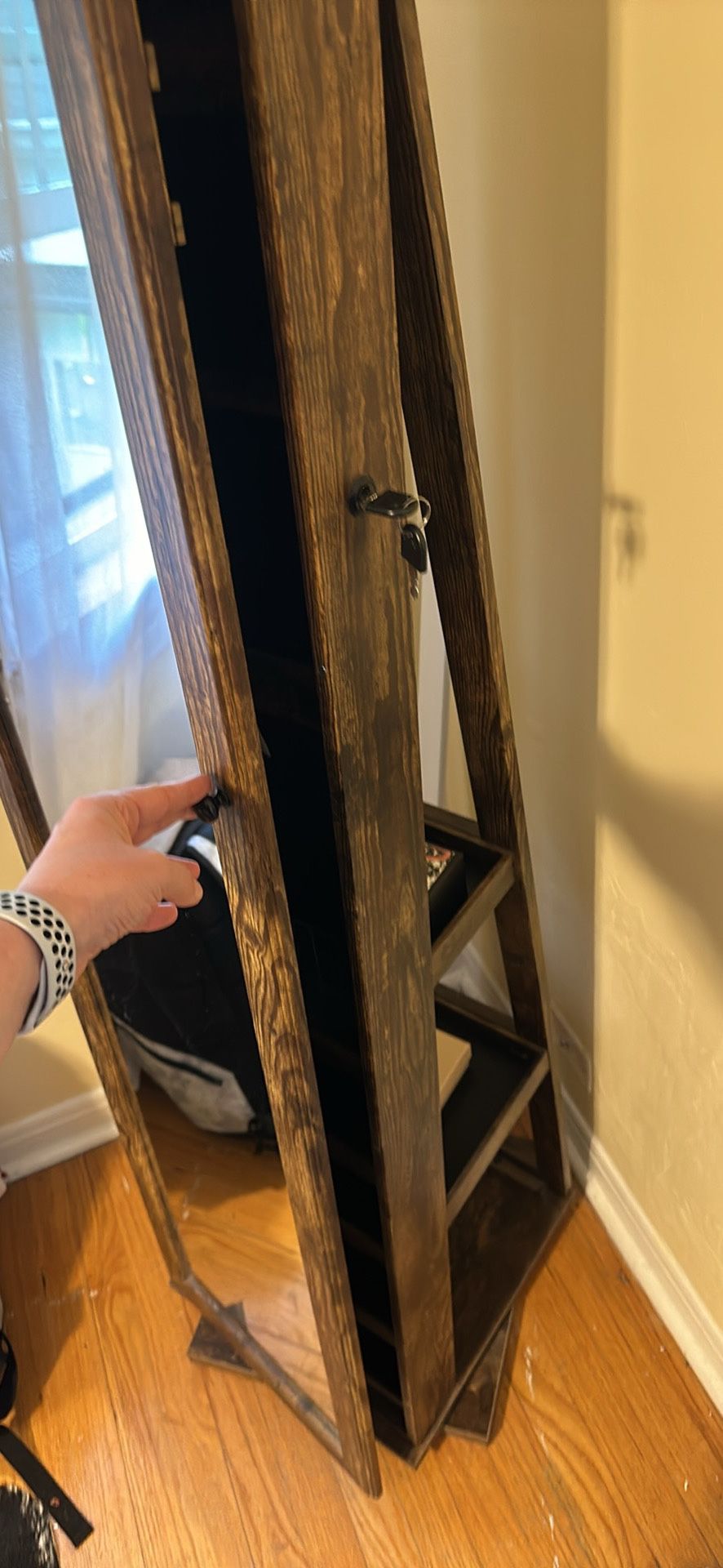 Jewelry Cabinet With Lock And Stand Alone Mirror 