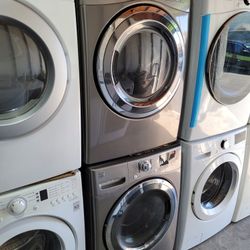 Kenmore Front Loading Washer And Stackable Gas Dryer Set With Steam In Stainless Steel 