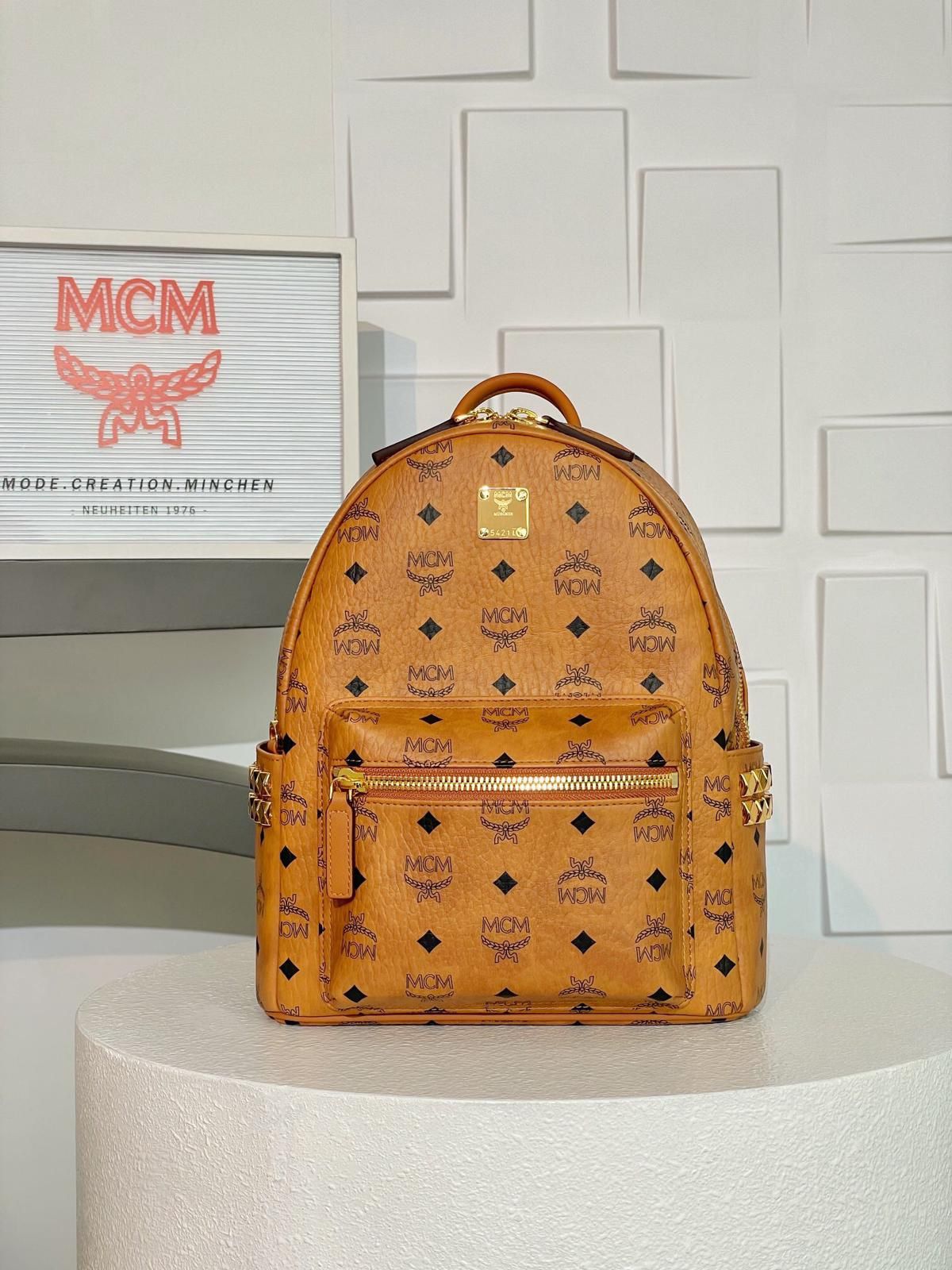 Tan Mcm Backpack Box Receipt Cards