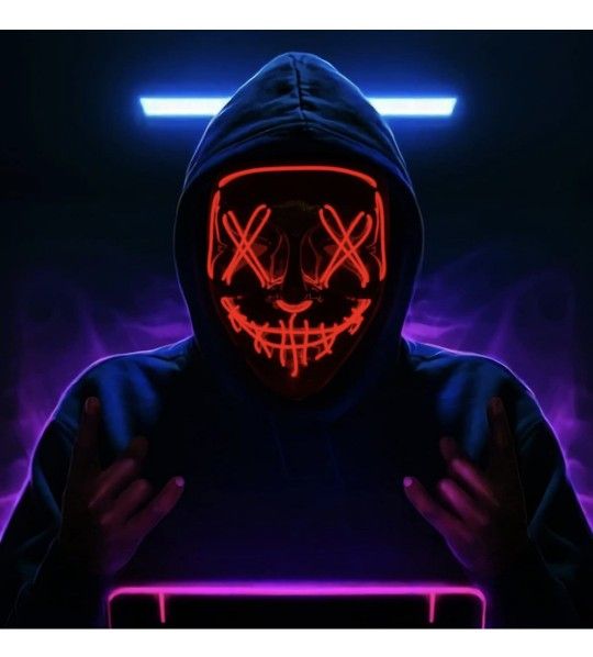 Light Up Mask, LED Light up Masks, The Purge Mask with 3 Lighting Modes,Scream Purge Masks for Festival Cosplay