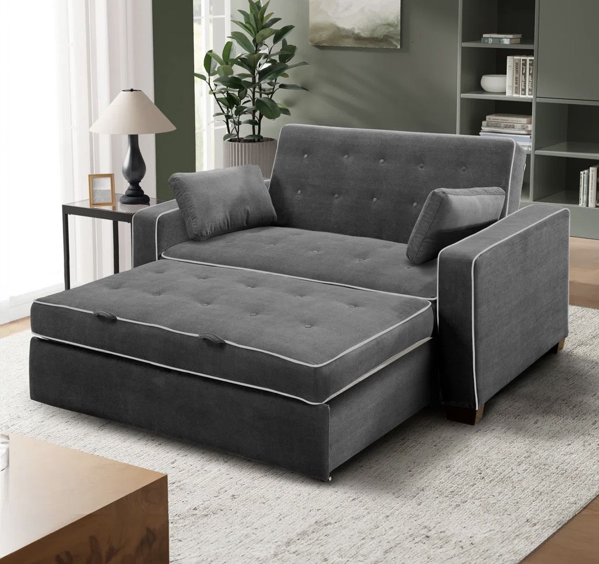 Serta Monroe 72.6" Queen Square Arm Tufted Back Convertible Sleeper Sofa with Cushions