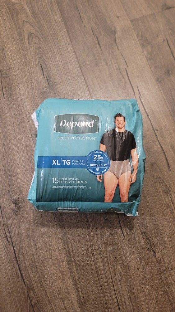 Depend 15 Underwear Sous-Vetements, XL. New.