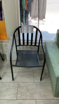 Pair of Black Metal Mesh Patio Chairs
