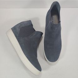 Steve Madden Blue Suede Sultan Chelsea Hidden Wedge Slip On Sneakers Size 10M