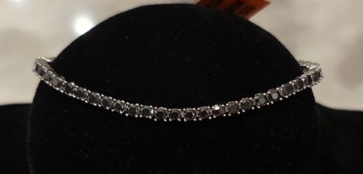 🖤 7.50 CTW Black Moissanite Tennis Bracelet – 7.5"