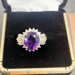 Amethyst Diamond Ring 