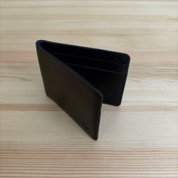 Dollar Sized Slim Black Wallet by VISCONTI - Handmade Leather Card Bifold Wallet