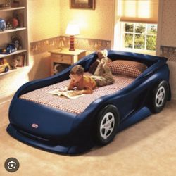 Little Tikes Race Car Bed Twin Size – Complete – Blue