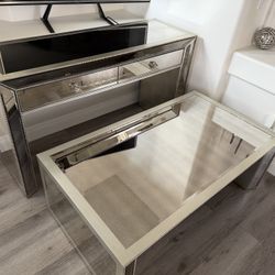 Mirror Style Council Table And Coffee Table Set