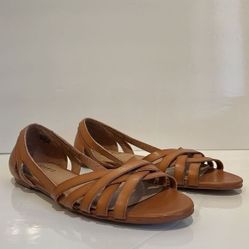 Torrid Faux Leather Open Toe Slip On Flats Shoes Size 8W