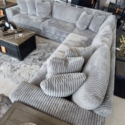 L Shaped Modular Fog Gray Lindyn Corduroy Sectional Couch Set 🌟 Color Options Only $39-$90 Down Payment
✅ 90 Days Same as Cash