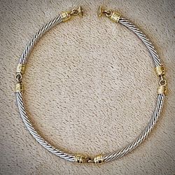 Vintage 1980’s Twisted Gold And Silver Choker Necklace