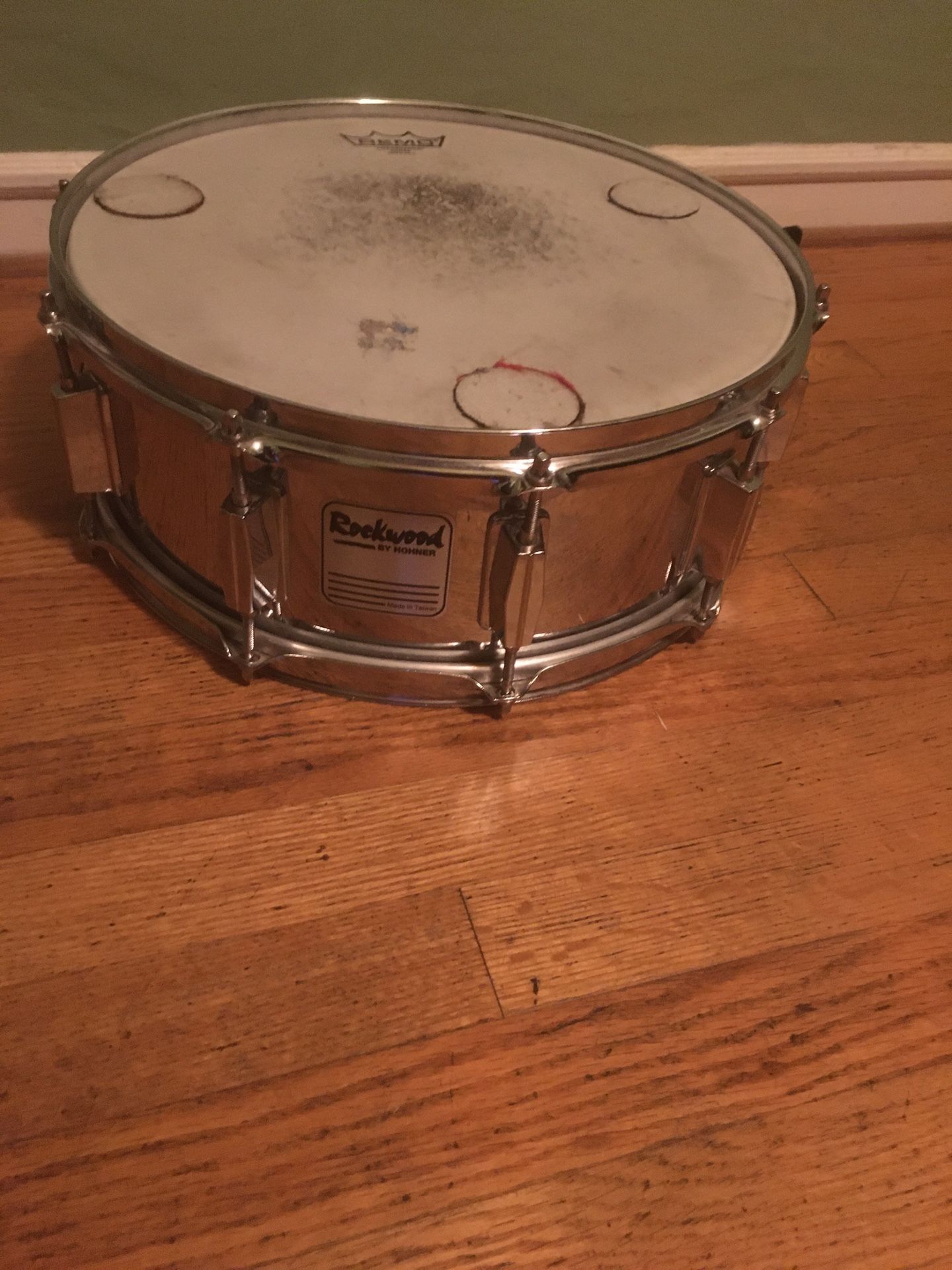 Rockwood / Hohner snare drum with Remo heads .