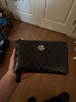 Coach Black Signature Embossed Wristlet