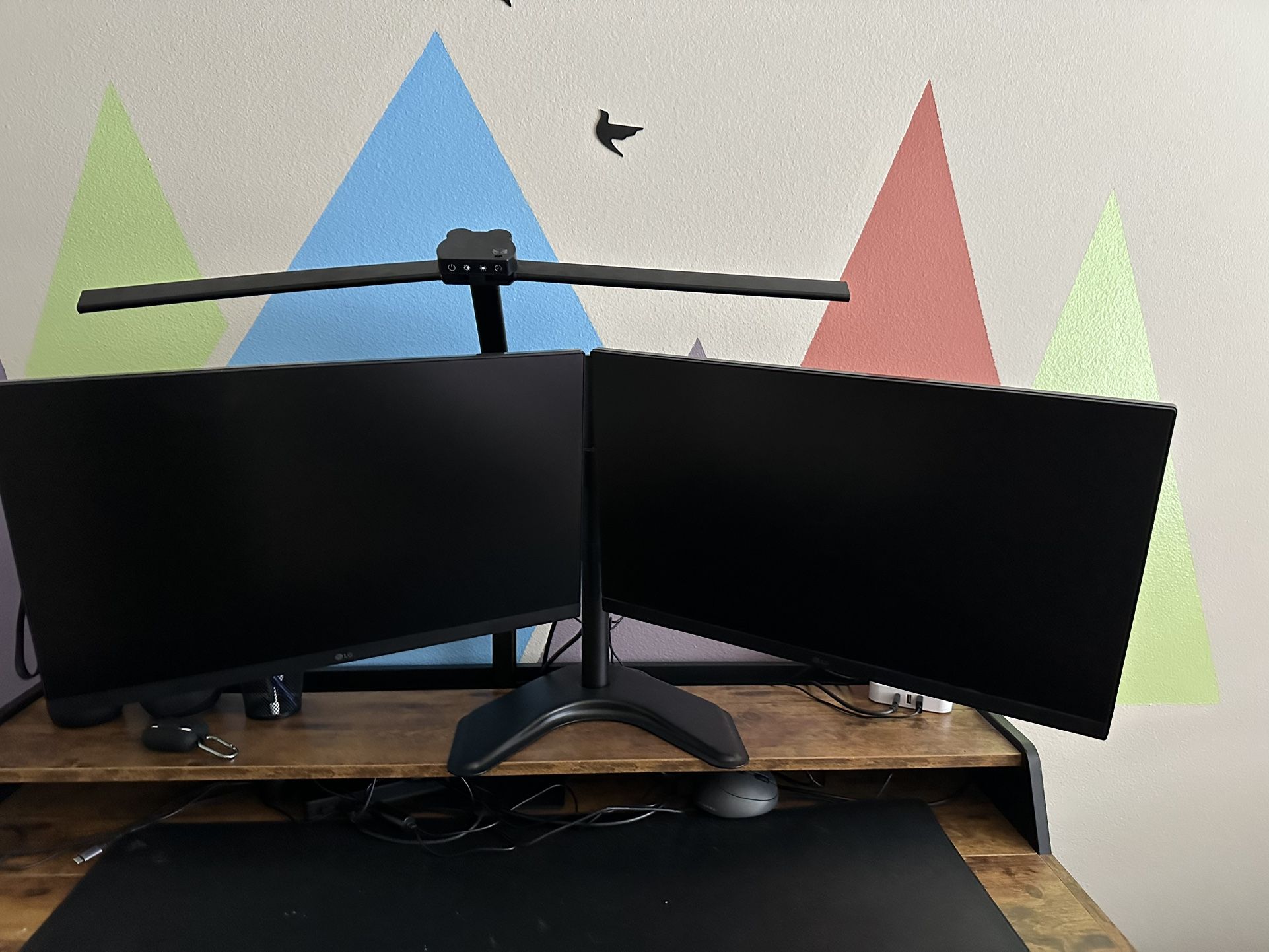 New Dual LG 24β Full HD IPS Monitors + Dual Monitor Stand β 144Hz, HDR10, Adjustable Setup!